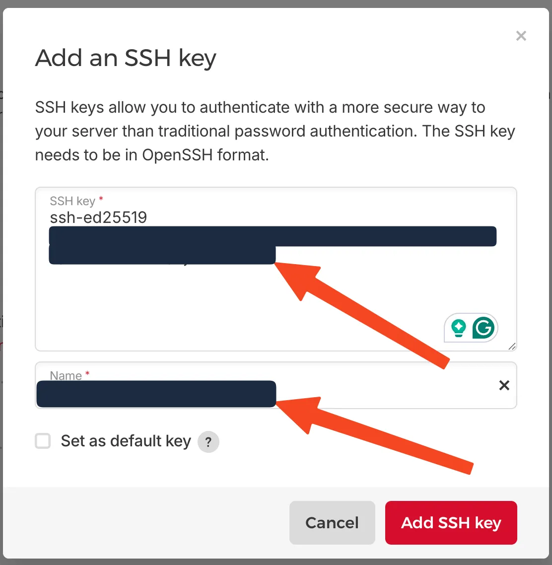 Add SSH Key in Hetzner